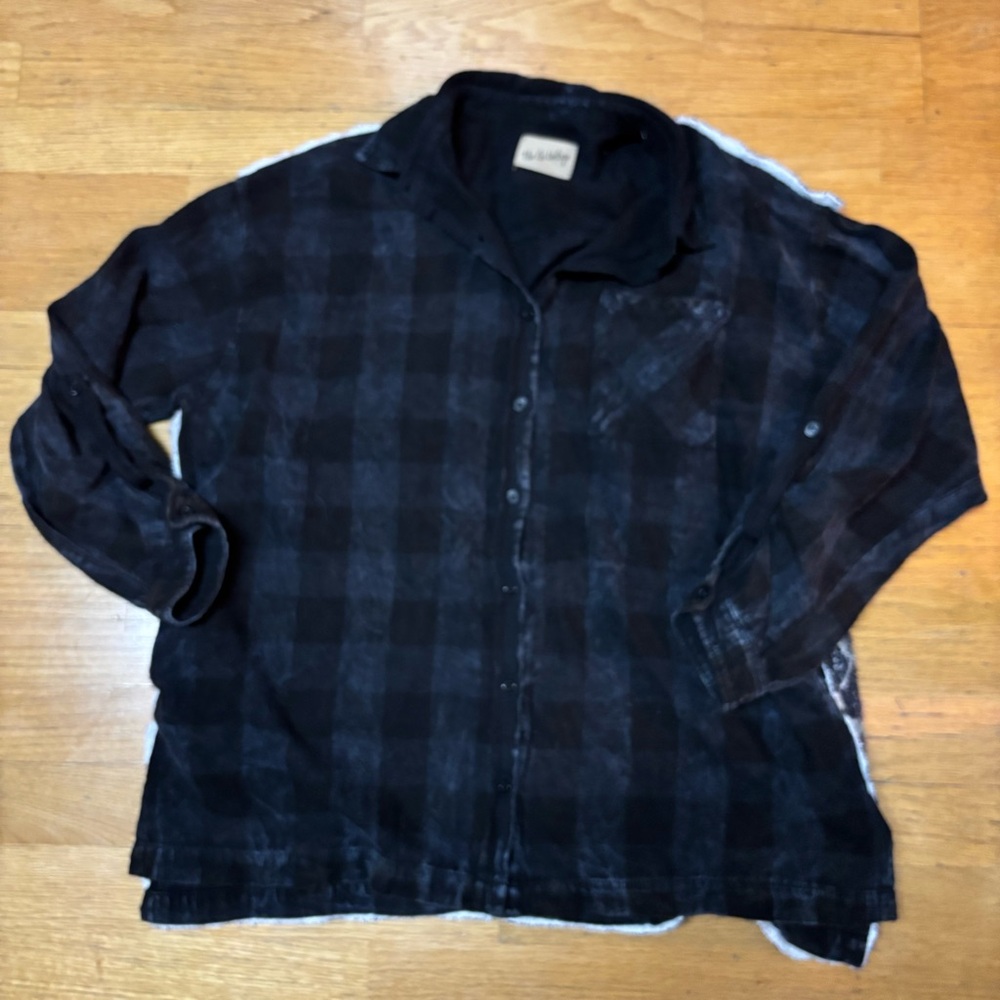 The Nu Vintage Plaid Floral Pockets Lagenlook Fisherman Slouchy Teddy Shacket M - Picture 1 of 6
